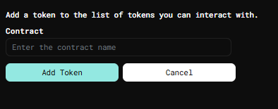 Adding Token to Wallet showing the wallet interface for adding a token using the contract name