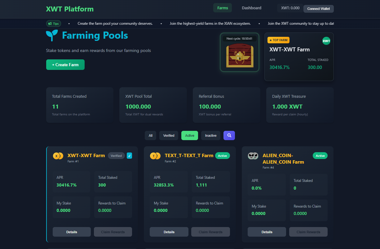 XWT Farming Platform Overview